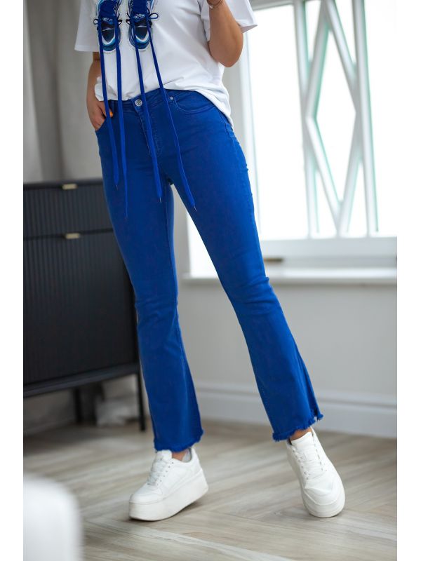 Spodnie jeansy dzwony Bastet - szafirowy