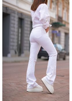 Spodnie jeansy dzwony Bastet - białe