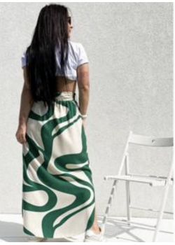 Spódnica wiskozowa z wiązaniem Il Piu - zielona