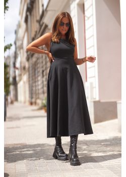 Sukienka z ozdobną taśmą Bastet - czarna