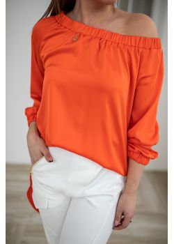 Długa asymetryczka koszula Bastet - pomarańczowa